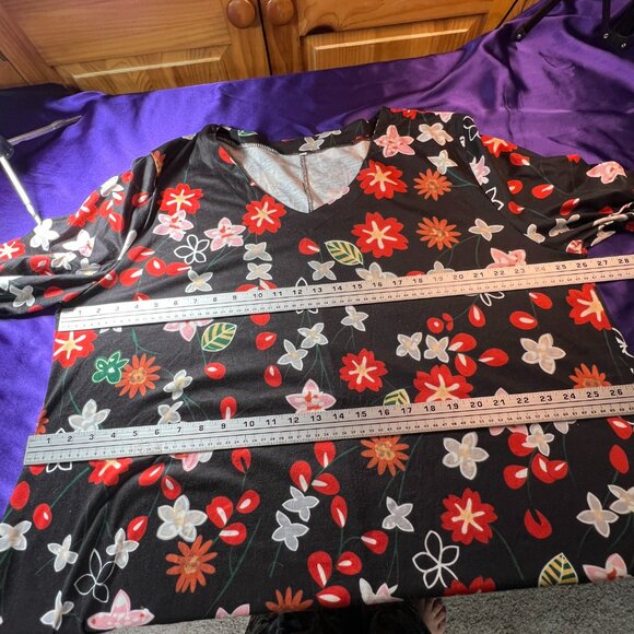 📌Cotton Blend Floral Long Tunic - Top Perfect Dressed with Leggings & Boots - Picture 9 of 13